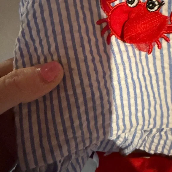 Rare Editions Blue and Red Crab Print Kids Set - Picture 2 of 2